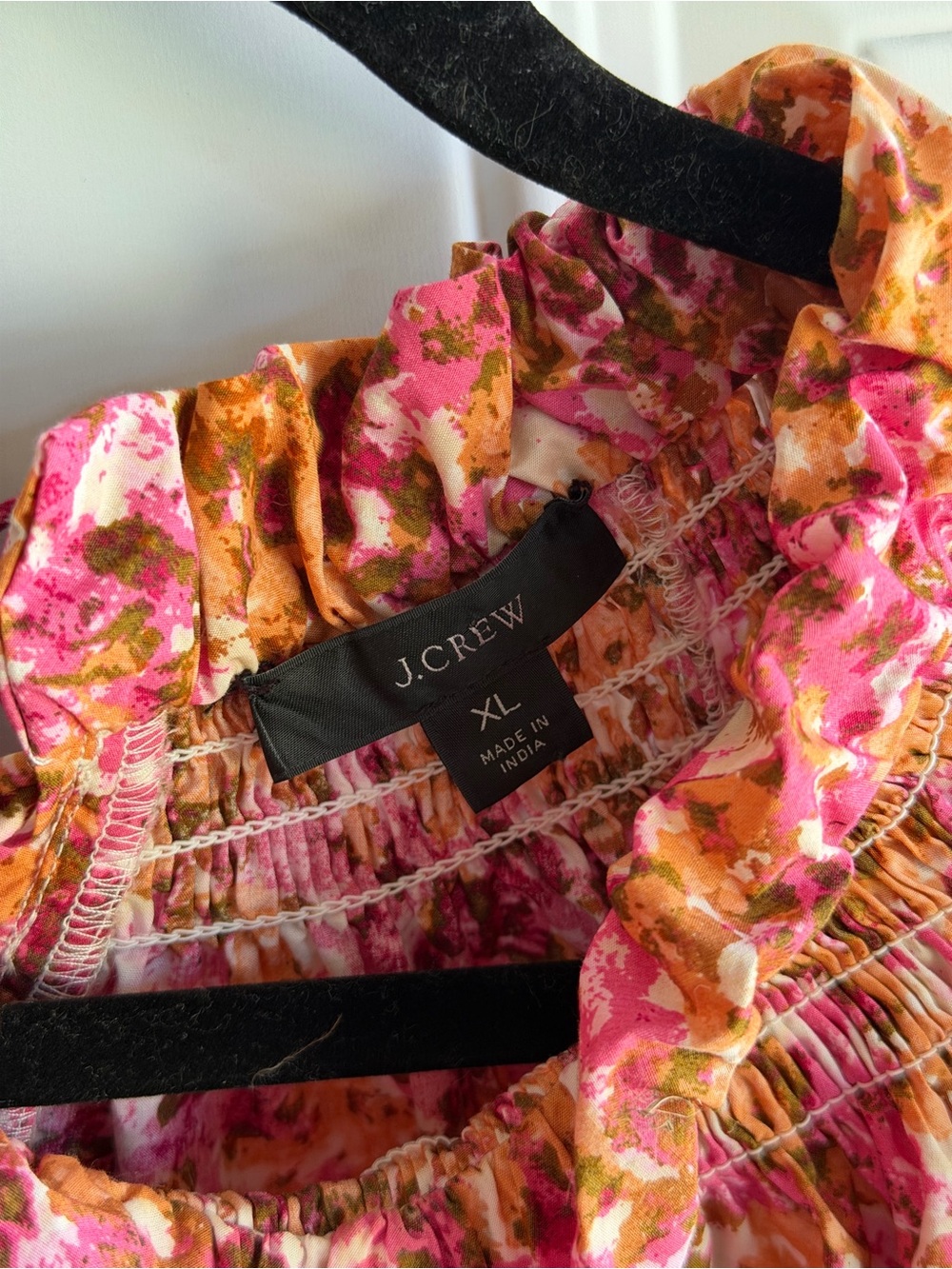 J.Crew Smocked neck puff-sleeve top in faded floral size XL - Picture 3 of 3